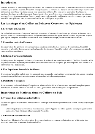 Les Avantages d'un Coffret en Bois pour Conserver vos Spiritueux