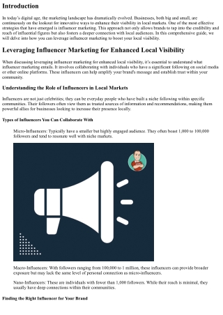Leveraging Influencer Marketing for Enhanced Local Visibility