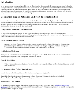 Co-création avec les Artisans : Un Projet de coffrets en bois