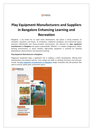 Play Equipment Manufacturers and Suppliers in Bangalore Enhancing Learning and Recreation