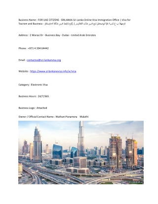FOR UAE CITIZENS - SRILANKA  Sri Lanka Online Visa Immigration Office | Visa fo