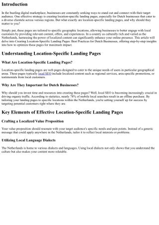 Creating Location-Specific Landing Pages: Best Practices for Dutch Businesses
