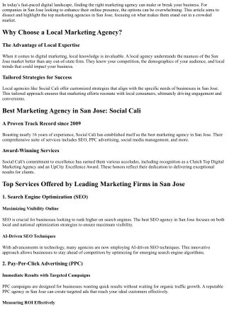 Discover the Top Marketing Agencies in San Jose