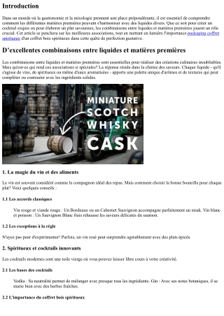 “D’excellentes combinaisons entre liquides et matières premières”