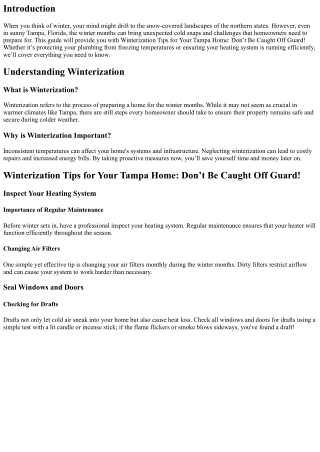 Winterization Tips for Your Tampa Home: Don’t Be Caught Off Guard!