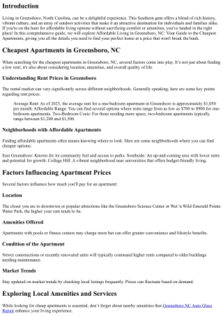 Affordable Living in Greensboro, NC: Your Guide to the Cheapest Apartments