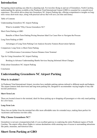 Greensboro NC Airport Parking: Tips for Long-Term vs Short-Term Stays