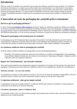 L’innovation au cœur du packaging des cocktails prêts à consommer