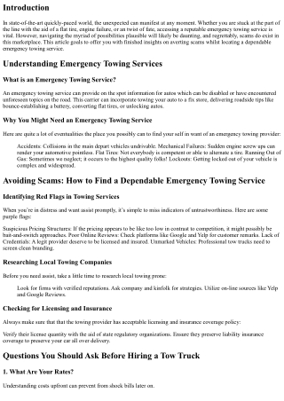 Avoiding Scams: How to Find a Dependable Emergency Towing Service
