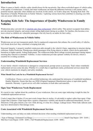 Keeping Kids Safe: The Importance of Quality Windscreens in Family Vehicles