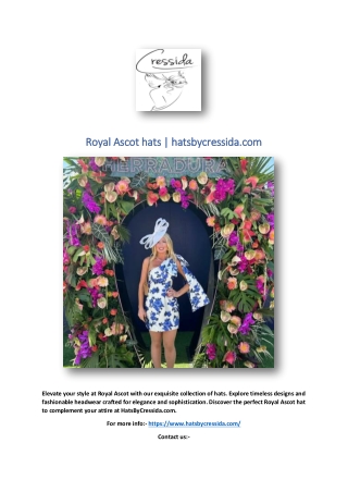 Royal Ascot hats | hatsbycressida.com