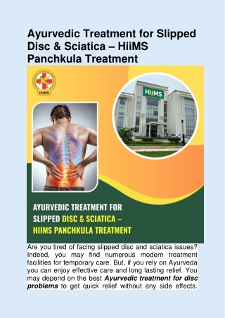 Ayurvedic Treatment for Slipped Disc & Sciatica – HiiMS Panchkula Treatment