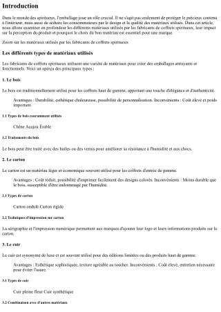 Zoom sur les matériaux utilisés par les fabricants de coffrets spiritueux