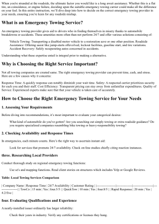 How to Choose the Right Emergency Towing Service for Your Needs