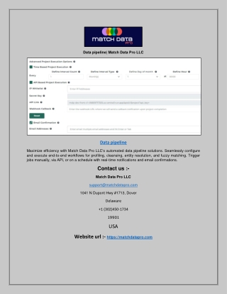 Data pipeline| Match Data Pro LLC