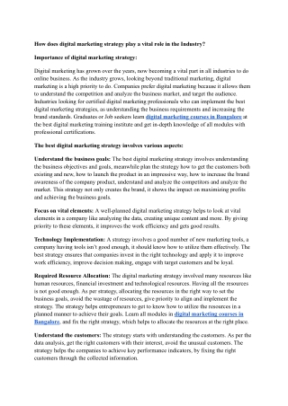 How does digital marketing strategy play a vital role in Industry_