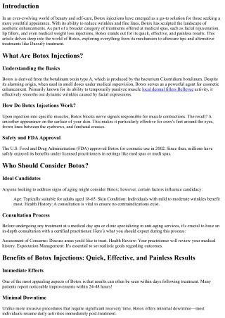 Botox Injections: Quick, Effective, and Painless Results