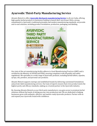 Ayurvedic Third-Party Manufacturing Service