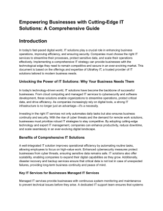 IT Solutions Services For Modern Businesses - Ultrakey