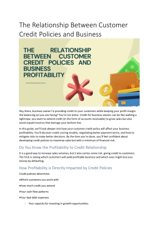 The Relationship Between Customer Credit Policies and Business Profitability