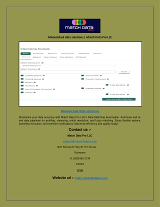 Mismatched data solutions | Match Data Pro LLC