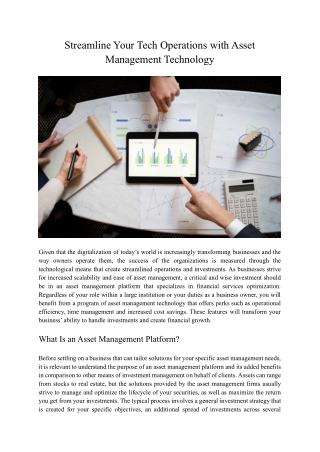 Streamline Your Tech Operations with Asset Management Technology