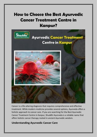Ayurvedic Cancer Treatment Centre in Kanpur