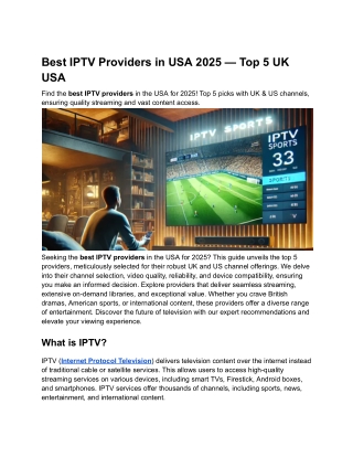 Best IPTV Providers in USA 2025 — Top 5 UK USA