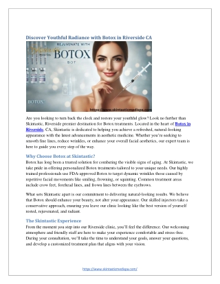 Discover Youthful Radiance with Botox in Riverside CA