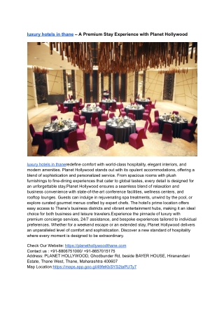 luxury hotels in thane – A Premium Stay Experience with Planet Hollywood