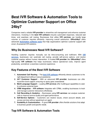 Best IVR Software  Automation Tools to Optimize Customer Support on Office 24by7.docx  Google Docs