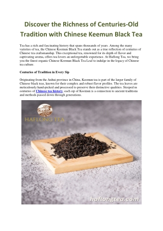 Organic Chinese Keemun Black Tea – Rich, Smooth, and Slightly Smoky