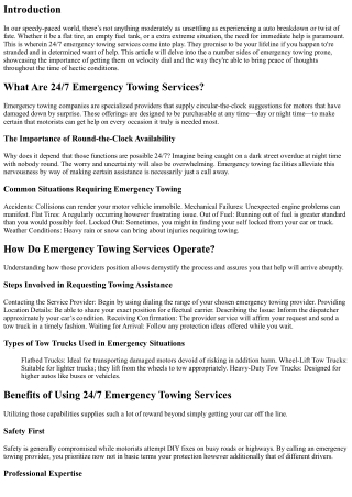 24/7 Emergency Towing Services: Always Ready When You Are