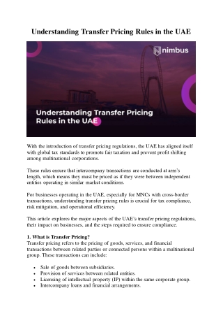 Transfer Pricing UAE - Nimbus