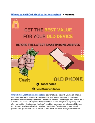 Where to Sell Old Mobiles in Hyderabad– Smartdeal