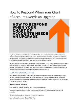How to Respond When Your Chart of Accounts Needs an Upgrade
