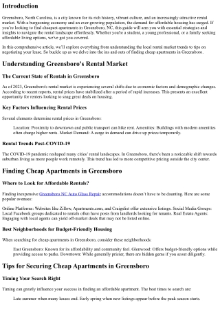 Navigating Greensboro's Rental Market: Finding Cheap Apartments Made Easy
