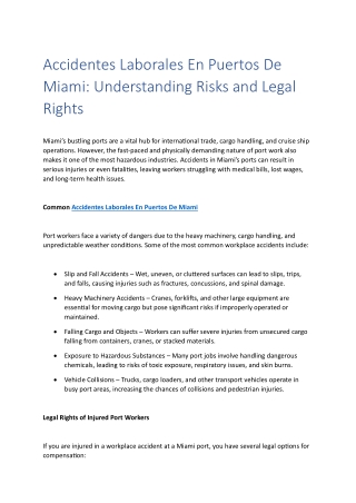 Accidentes Laborales En Puertos De Miami Understanding Risks and Legal Rights
