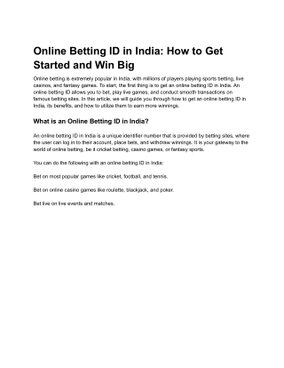 Online Betting ID in India_ How to Get Started and Win Big