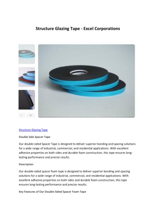 Structure Glazing Tape - Excel Corporations