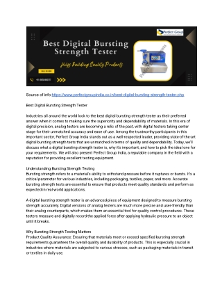 Best Digital Bursting Strength Tester