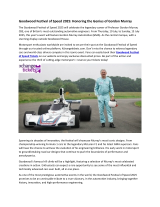 Goodwood Festival of Speed 2025 Honoring the Genius of Gordon Murray