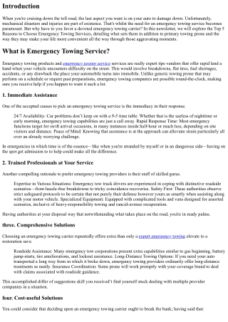 Top 5 Reasons to Choose Emergency Towing Services