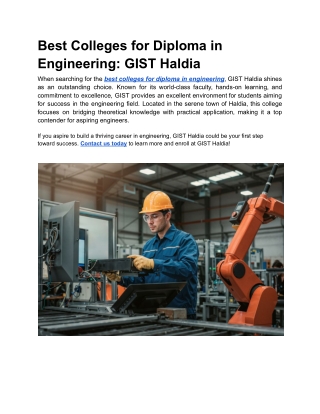 Best Colleges for Diploma in Engineering