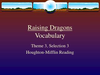 Raising Dragons Vocabulary