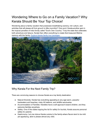 Wondering Where to Go on a Family Vacation?Why Kerala Should Be Your Top Choice!
