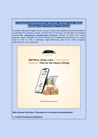 E-commerce Development Services | First Rite IT Services