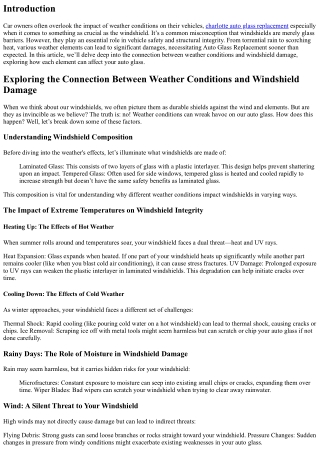 Exploring the Connection Between Weather Conditions and Windshield Damage