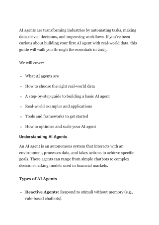 Your First AI Agent with Real-World Data A Beginner’s Guide for 2025