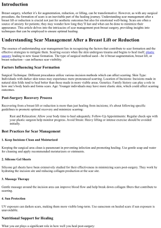 Understanding Scar Management After a Breast Lift or Reduction